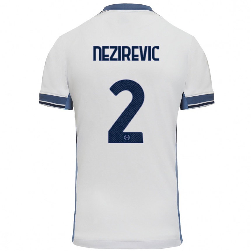 Kids Football Alem Nezirevic #2 White Grey Away Jersey 2024/25 T-Shirt Canada