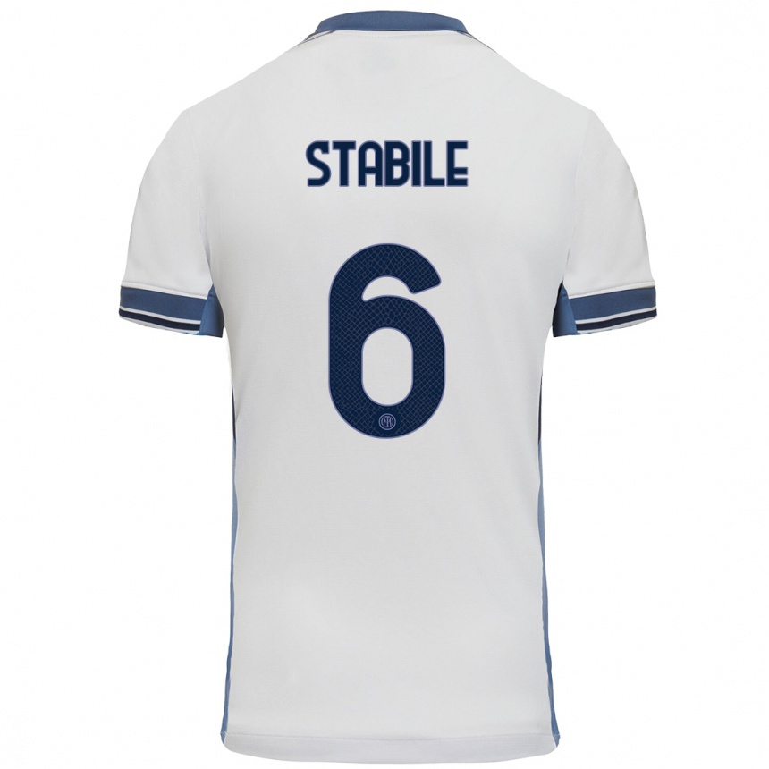 Kids Football Giacomo Stabile #6 White Grey Away Jersey 2024/25 T-Shirt Canada