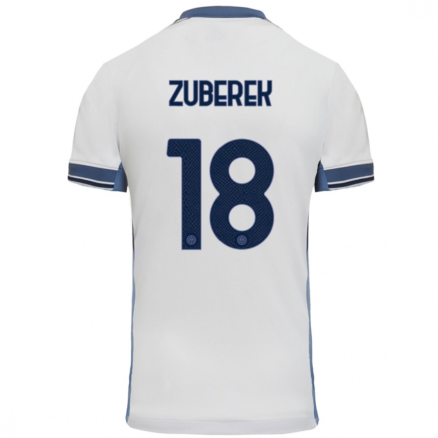 Enfant Football Maillot Jan Zuberek #18 Blanc Gris Tenues Extérieur 2024/25 Canada