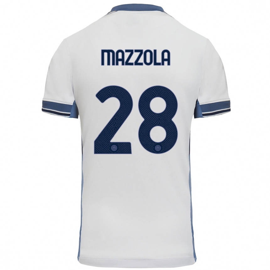 Kids Football Giuseppe Mazzola #28 White Grey Away Jersey 2024/25 T-Shirt Canada