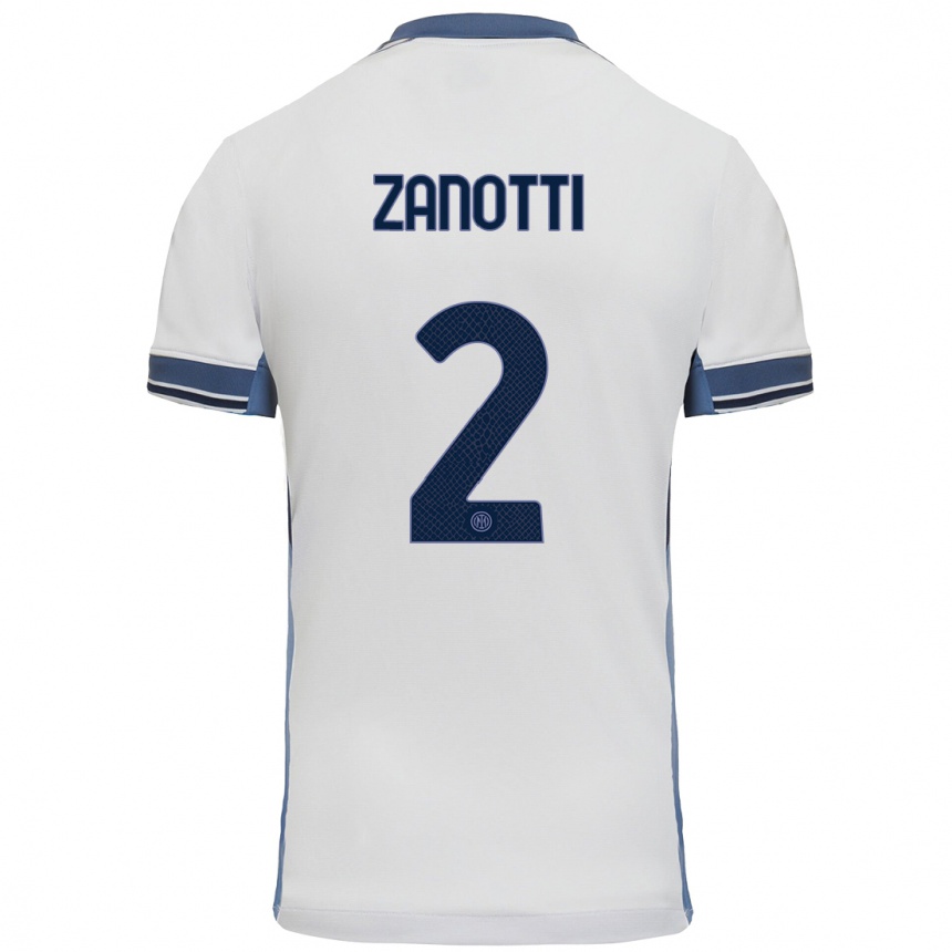 Enfant Football Maillot Mattia Zanotti #2 Blanc Gris Tenues Extérieur 2024/25 Canada