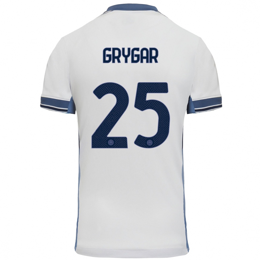 Kids Football Samuel Grygar #25 White Grey Away Jersey 2024/25 T-Shirt Canada