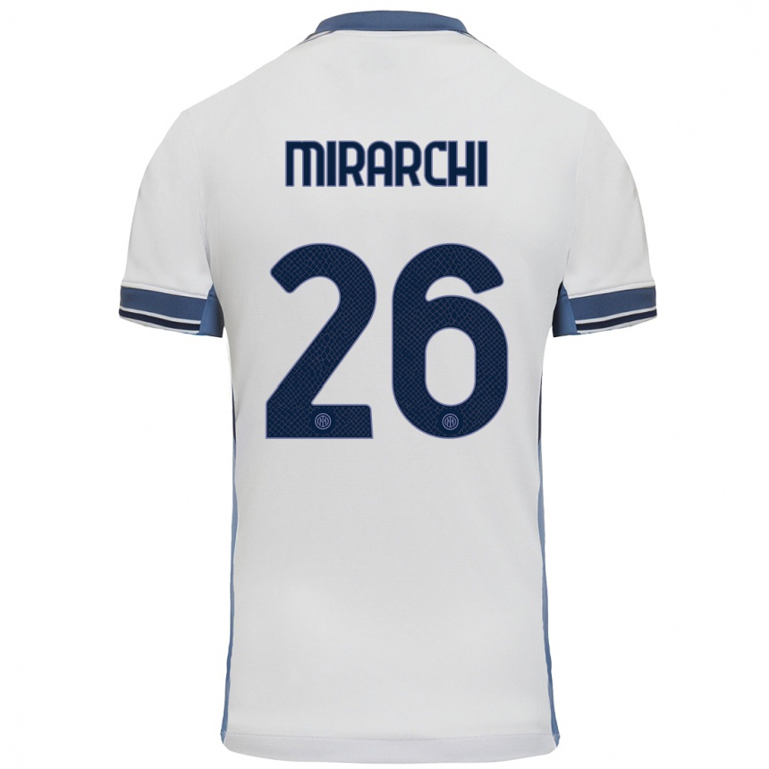 Kids Football Mattia Mirarchi #26 White Grey Away Jersey 2024/25 T-Shirt Canada