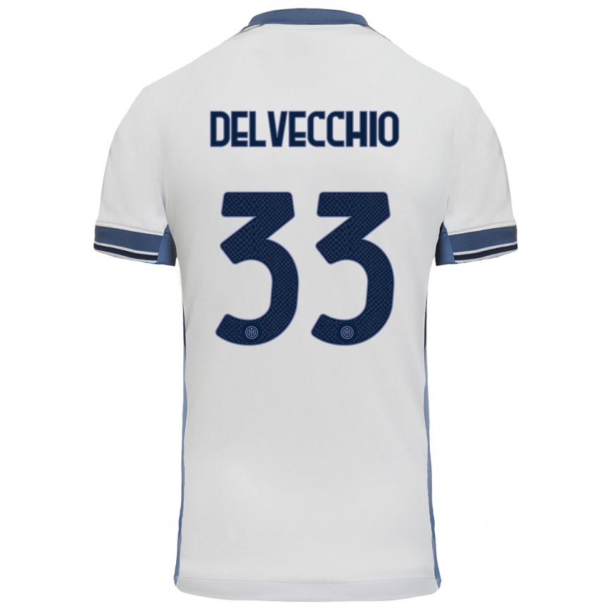 Enfant Football Maillot Gabriele Delvecchio #33 Blanc Gris Tenues Extérieur 2024/25 Canada