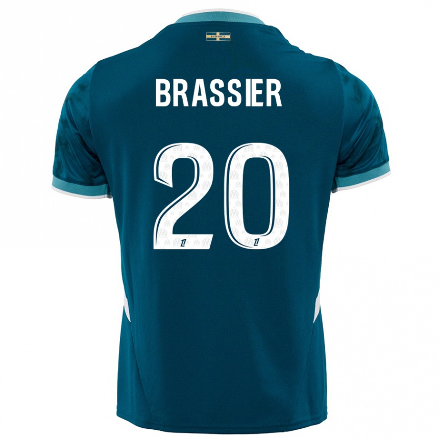 Kids Football Lilian Brassier #20 Turquoise Blue Away Jersey 2024/25 T-Shirt Canada