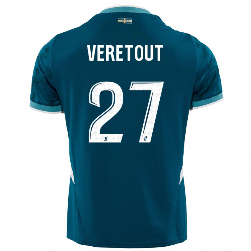 Enfant Football Maillot Jordan Veretout #27 Turquoise Bleu Tenues Extérieur 2024/25 Canada