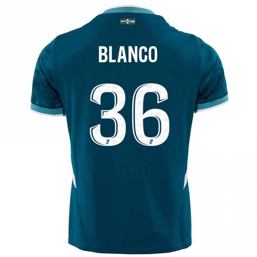 Enfant Football Maillot Ruben Blanco #36 Turquoise Bleu Tenues Extérieur 2024/25 Canada