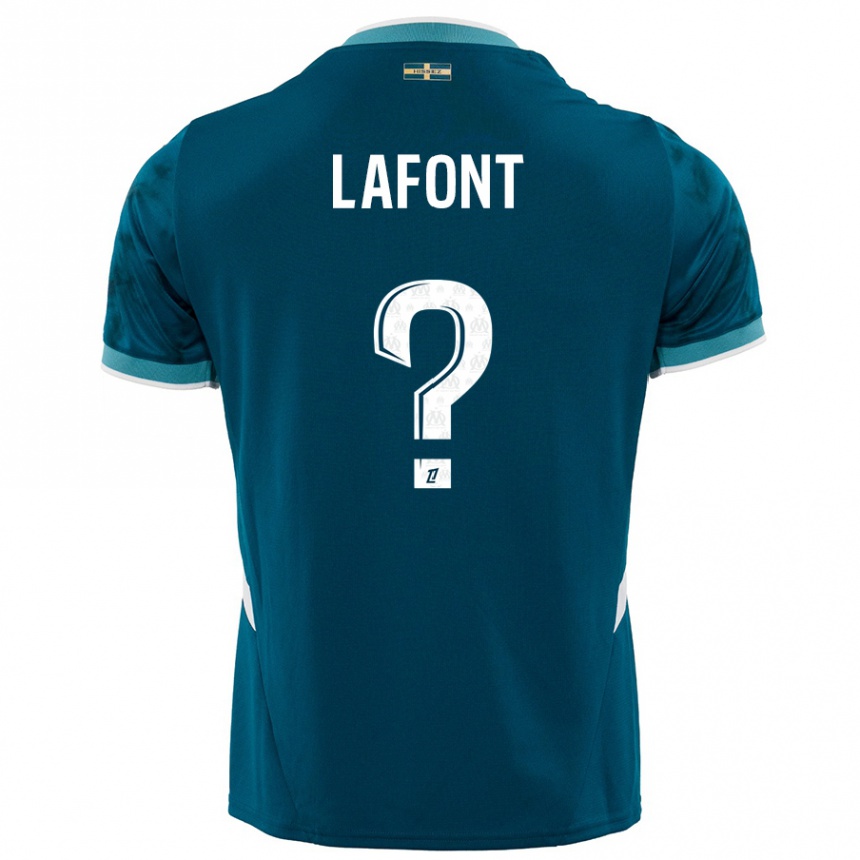 Kids Football Gaël Lafont #0 Turquoise Blue Away Jersey 2024/25 T-Shirt Canada