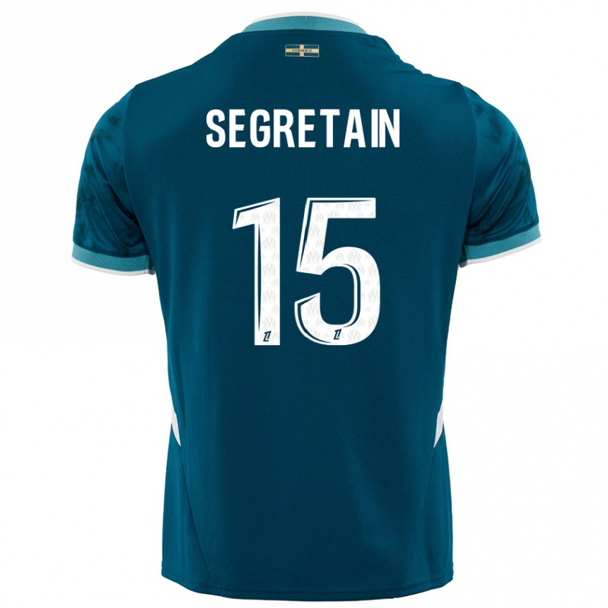 Kids Football Julie Ségrétain #15 Turquoise Blue Away Jersey 2024/25 T-Shirt Canada