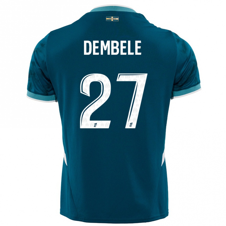 Kids Football Coumba Dembélé #27 Turquoise Blue Away Jersey 2024/25 T-Shirt Canada