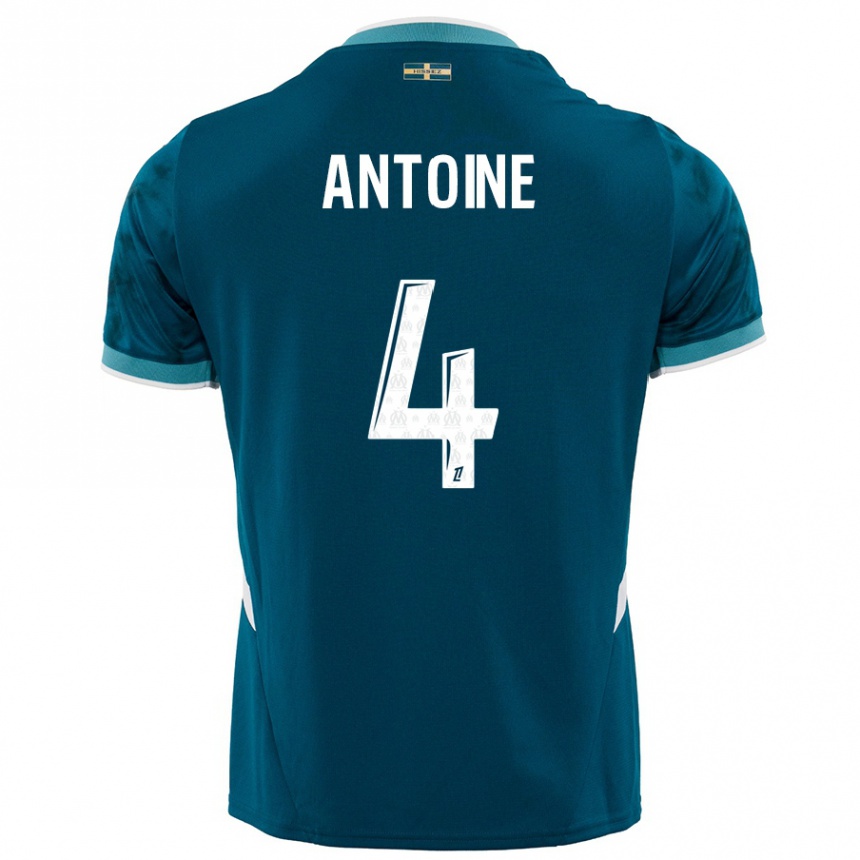 Kids Football Maud Antoine #4 Turquoise Blue Away Jersey 2024/25 T-Shirt Canada