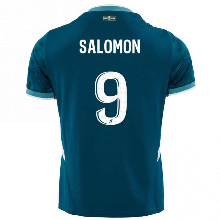 Kids Football Maeva Salomon #9 Turquoise Blue Away Jersey 2024/25 T-Shirt Canada