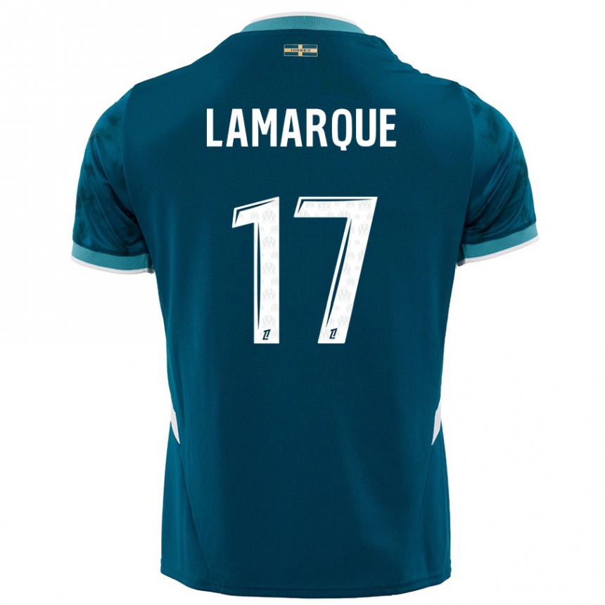 Kids Football Alais Lamarque #17 Turquoise Blue Away Jersey 2024/25 T-Shirt Canada