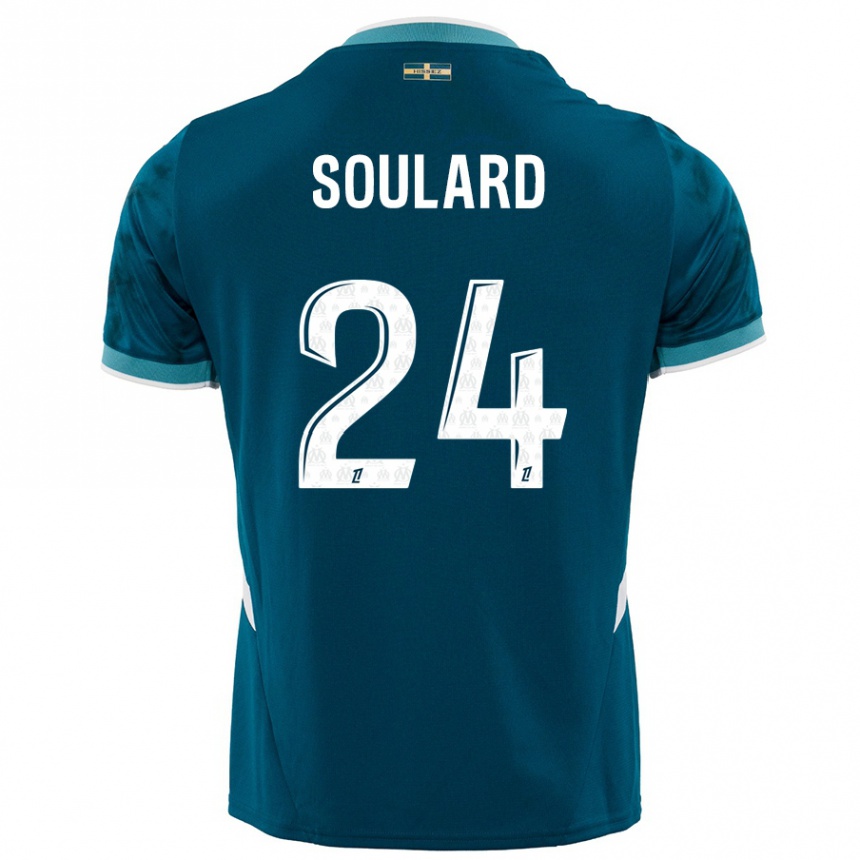 Enfant Football Maillot Amandine Soulard #24 Turquoise Bleu Tenues Extérieur 2024/25 Canada