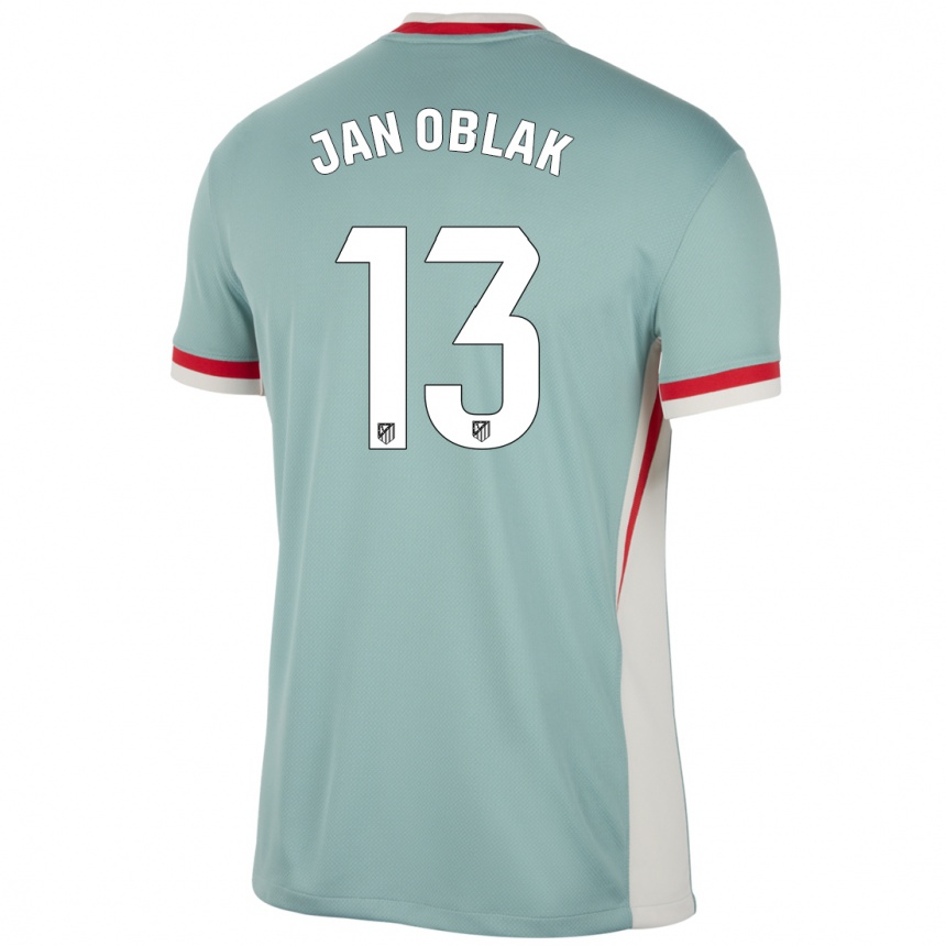 Kids Football Jan Oblak #13 Light Beige Blue Away Jersey 2024/25 T-Shirt Canada