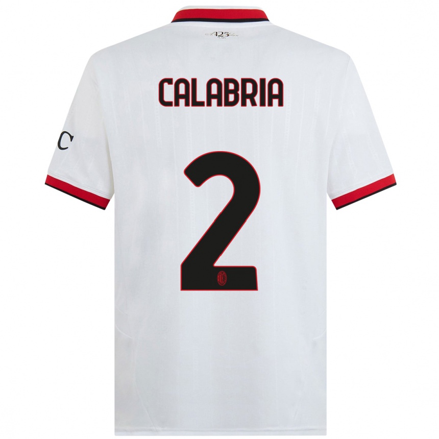 Kids Football Davide Calabria #2 White Black Red Away Jersey 2024/25 T-Shirt Canada