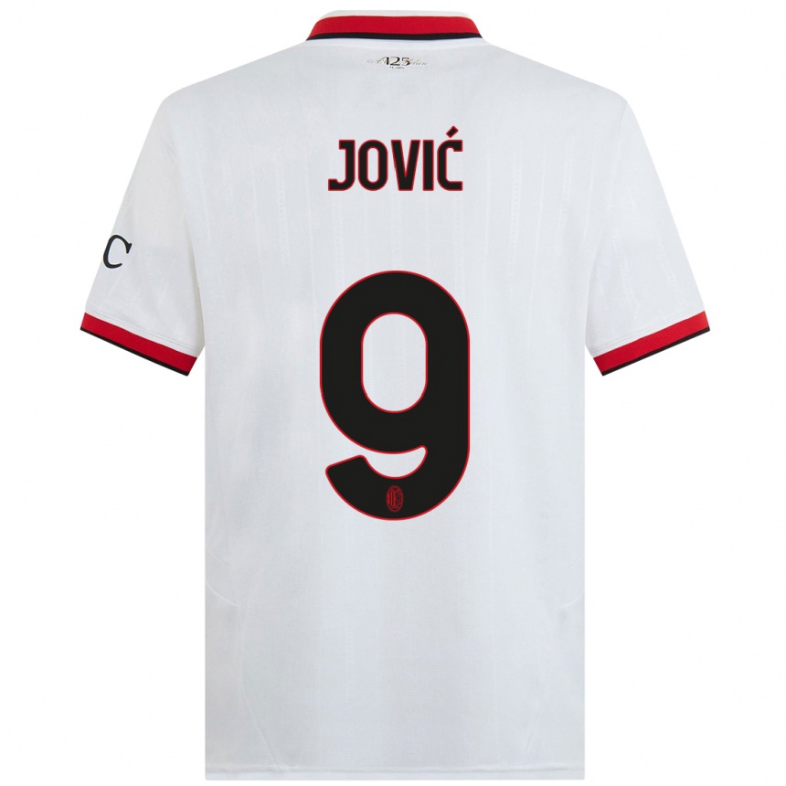 Kids Football Luka Jovic #9 White Black Red Away Jersey 2024/25 T-Shirt Canada