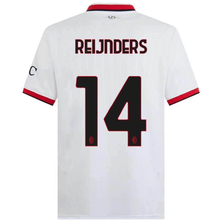 Kids Football Tijjani Reijnders #14 White Black Red Away Jersey 2024/25 T-Shirt Canada