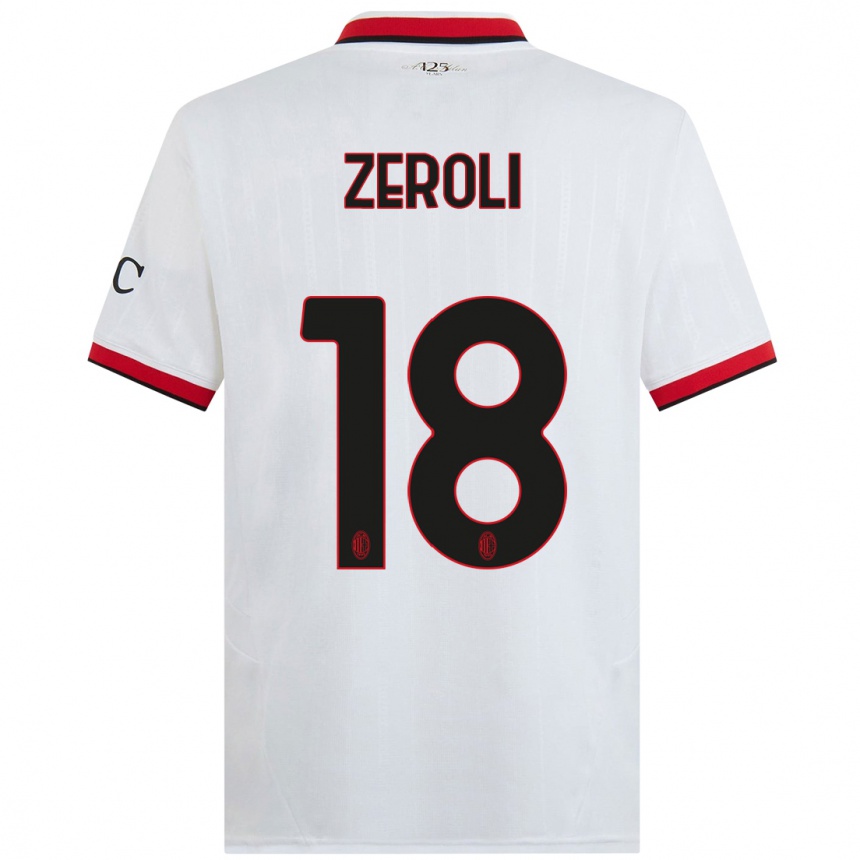 Kids Football Kevin Zeroli #18 White Black Red Away Jersey 2024/25 T-Shirt Canada