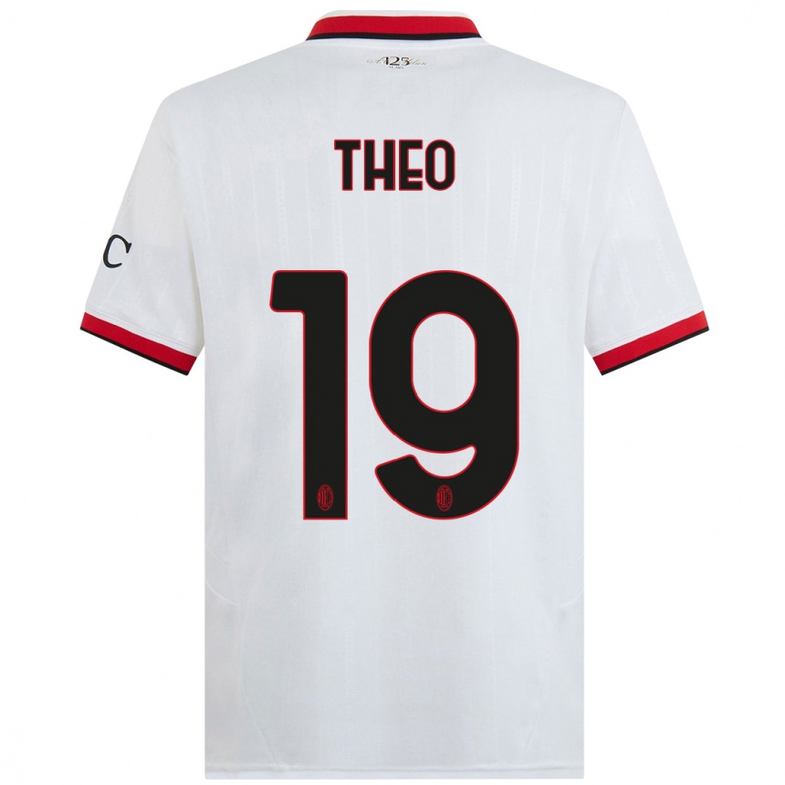 Enfant Football Maillot Theo Hernandez #19 Blanc Noir Rouge Tenues Extérieur 2024/25 Canada