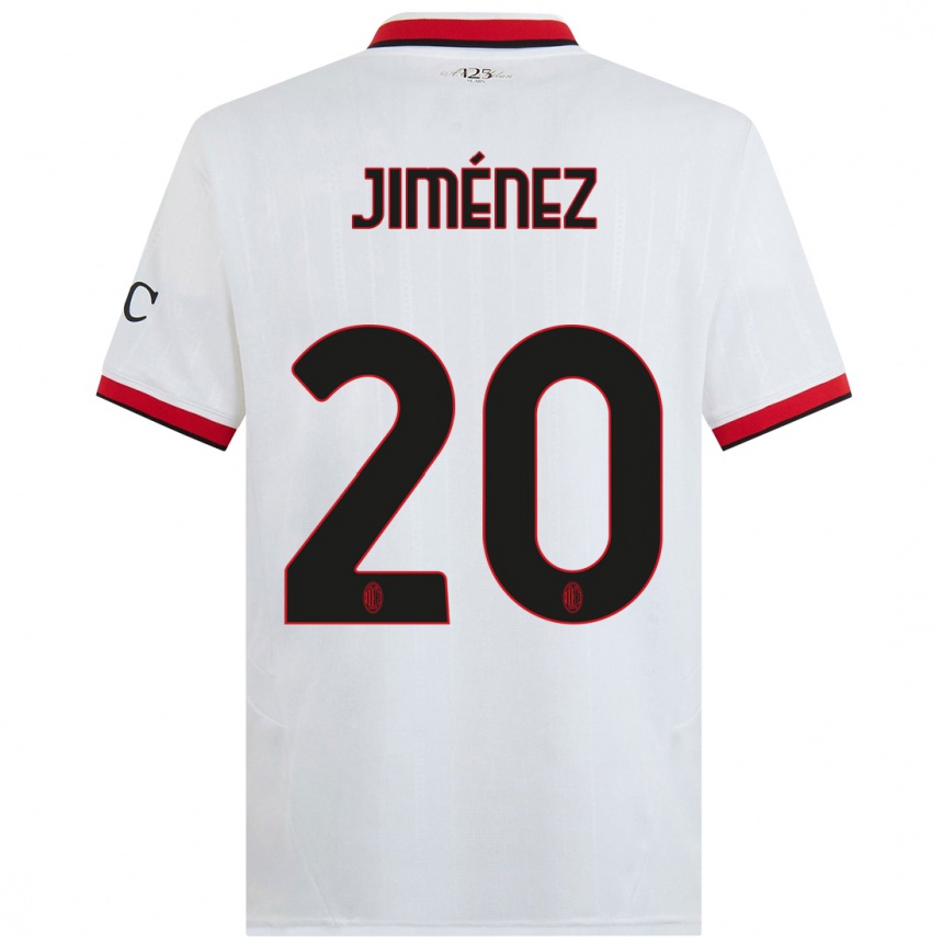 Kids Football Álex Jiménez #20 White Black Red Away Jersey 2024/25 T-Shirt Canada