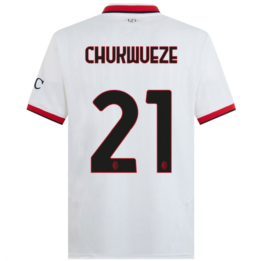 Kids Football Samuel Chukwueze #21 White Black Red Away Jersey 2024/25 T-Shirt Canada