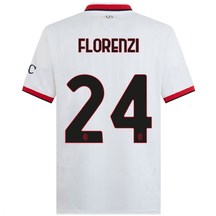 Kids Football Alessandro Florenzi #24 White Black Red Away Jersey 2024/25 T-Shirt Canada