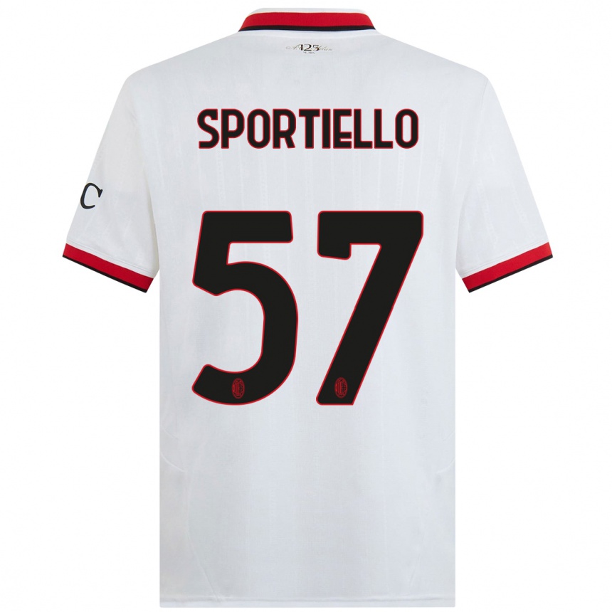 Kids Football Marco Sportiello #57 White Black Red Away Jersey 2024/25 T-Shirt Canada