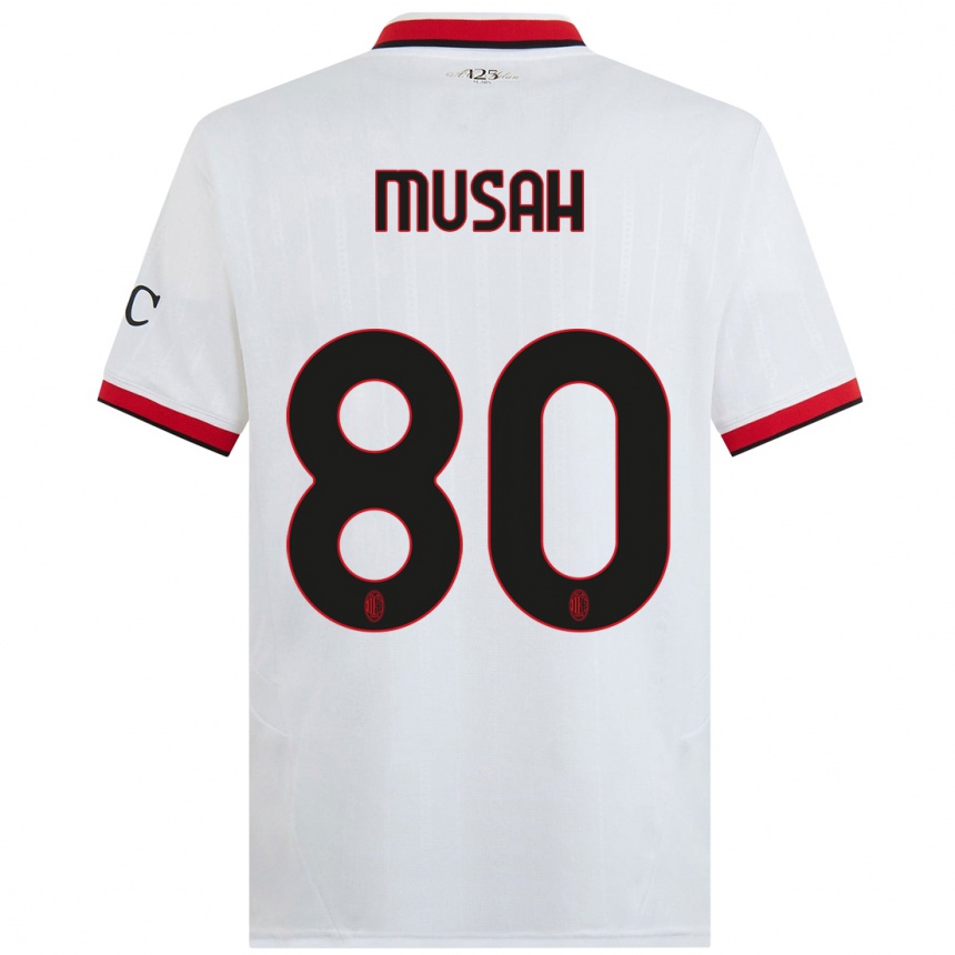 Kids Football Yunus Musah #80 White Black Red Away Jersey 2024/25 T-Shirt Canada