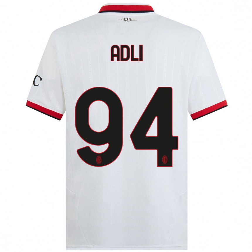 Enfant Football Maillot Yacine Adli #94 Blanc Noir Rouge Tenues Extérieur 2024/25 Canada