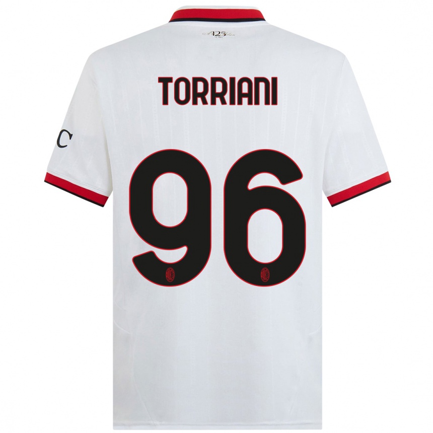 Kids Football Lorenzo Torriani #96 White Black Red Away Jersey 2024/25 T-Shirt Canada