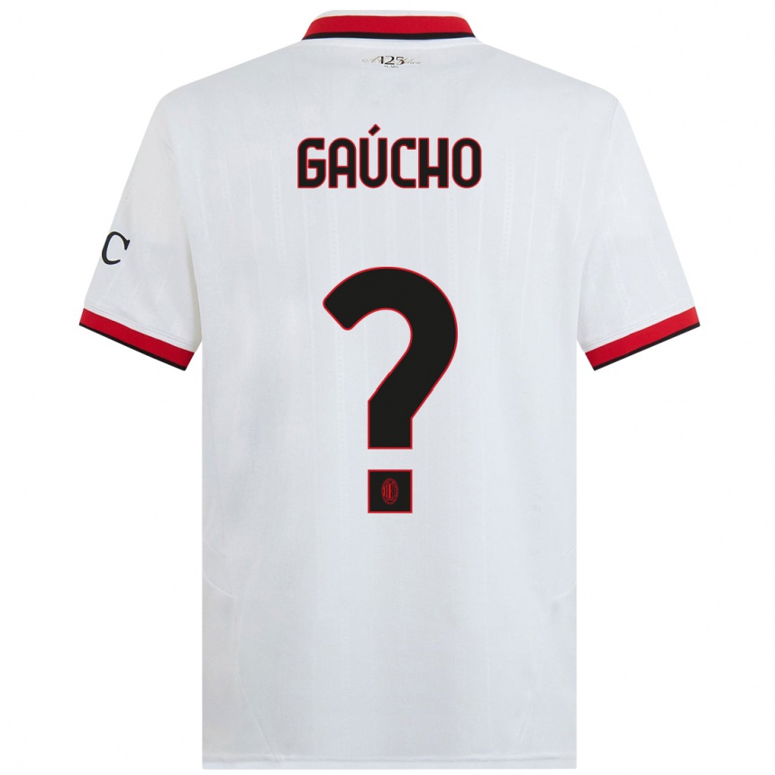 Kids Football Estevan Gaúcho #0 White Black Red Away Jersey 2024/25 T-Shirt Canada