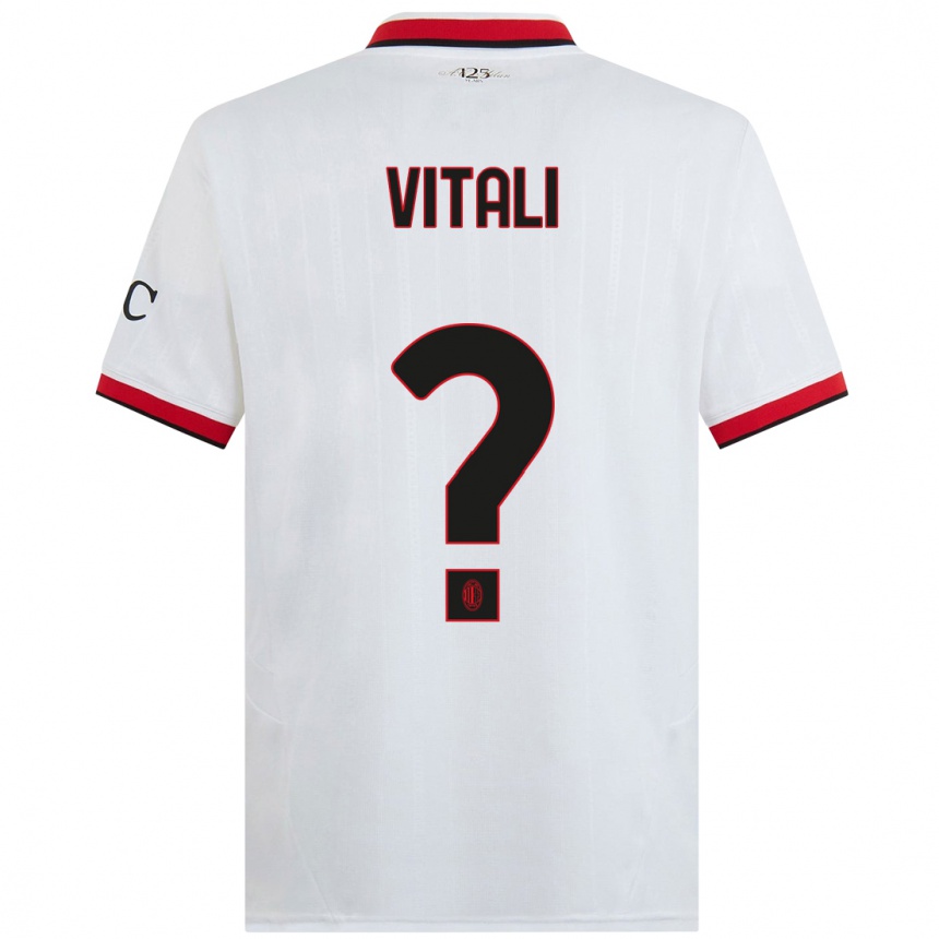 Kids Football Michael Vitali #0 White Black Red Away Jersey 2024/25 T-Shirt Canada