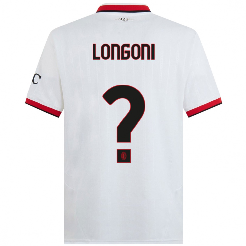 Kids Football Alessandro Longoni #0 White Black Red Away Jersey 2024/25 T-Shirt Canada