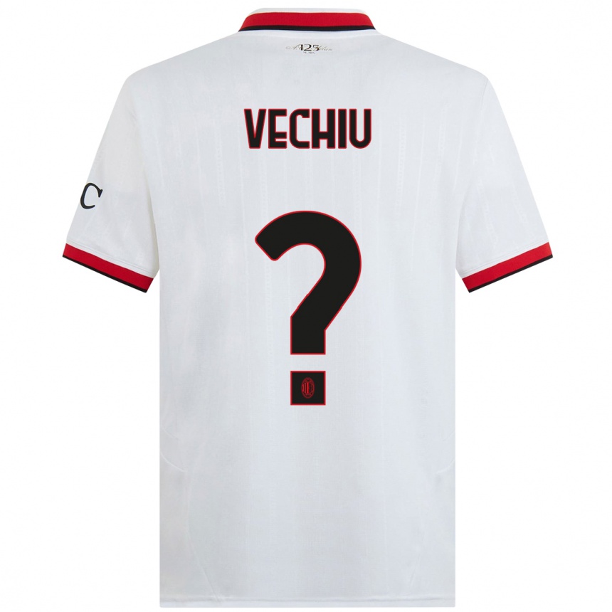 Kids Football Christian Vechiu #0 White Black Red Away Jersey 2024/25 T-Shirt Canada