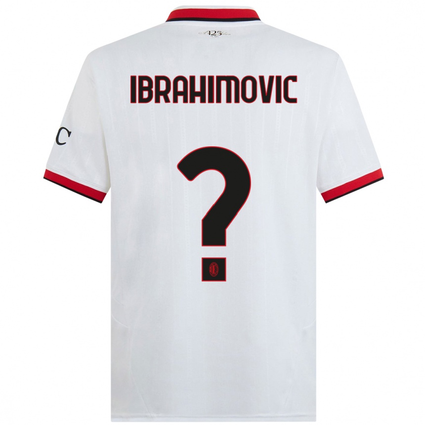 Kids Football Vincent Ibrahimovic #0 White Black Red Away Jersey 2024/25 T-Shirt Canada