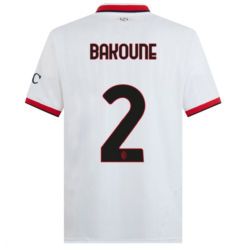 Kids Football Adam Bakoune #2 White Black Red Away Jersey 2024/25 T-Shirt Canada