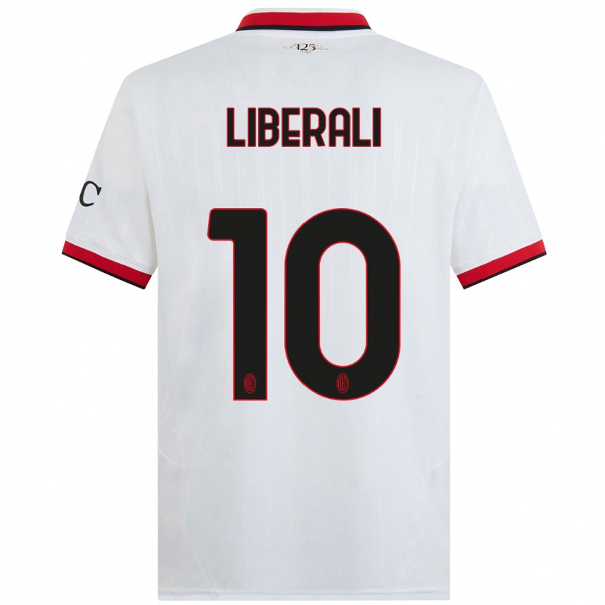 Kids Football Mattia Liberali #10 White Black Red Away Jersey 2024/25 T-Shirt Canada