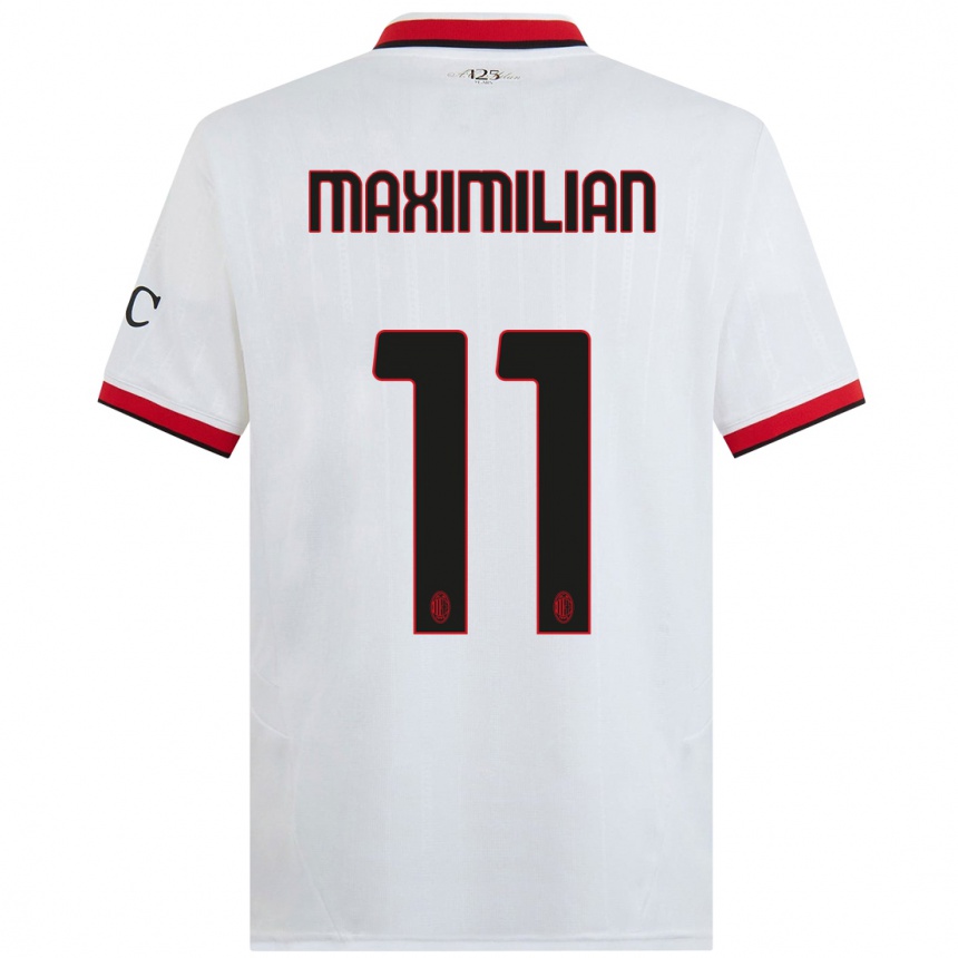 Kids Football Maximilian Ibrahimović #11 White Black Red Away Jersey 2024/25 T-Shirt Canada