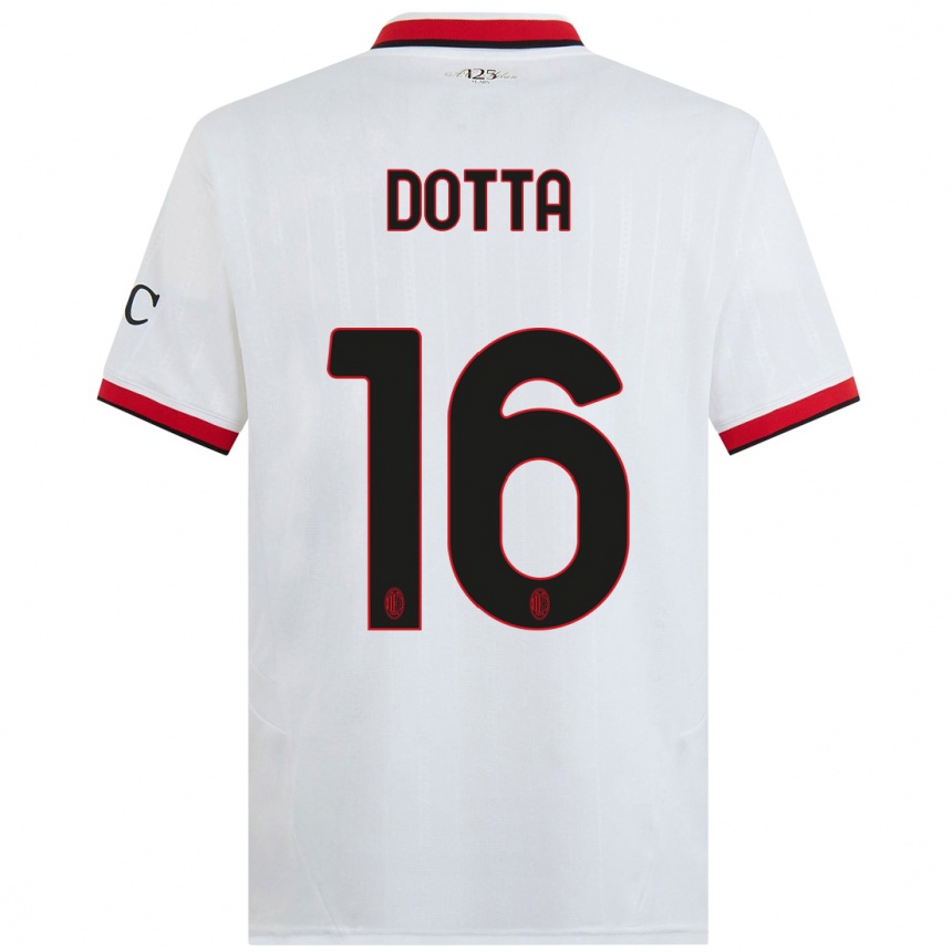 Kids Football Cristiano Dotta #16 White Black Red Away Jersey 2024/25 T-Shirt Canada