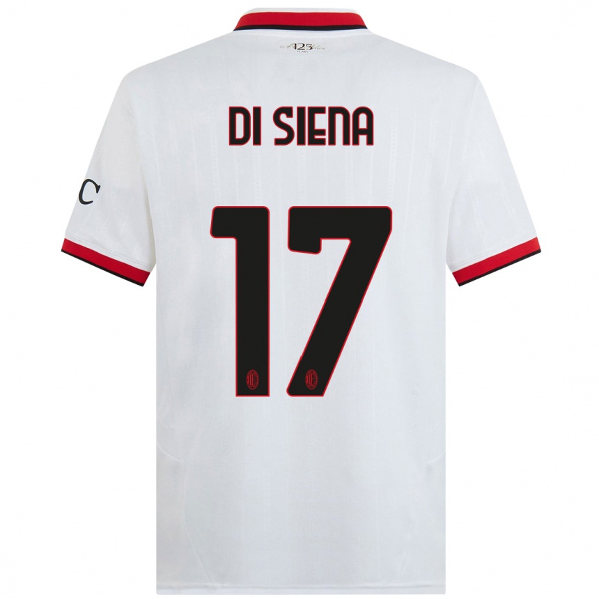 Kids Football Andrea Di Siena #17 White Black Red Away Jersey 2024/25 T-Shirt Canada