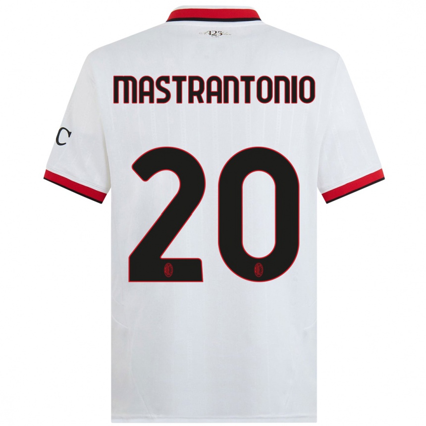 Kids Football Davide Mastrantonio #20 White Black Red Away Jersey 2024/25 T-Shirt Canada