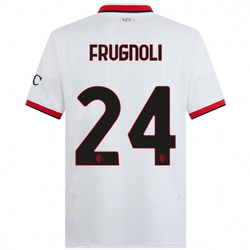 Kids Football Leonardo Frugnoli #24 White Black Red Away Jersey 2024/25 T-Shirt Canada