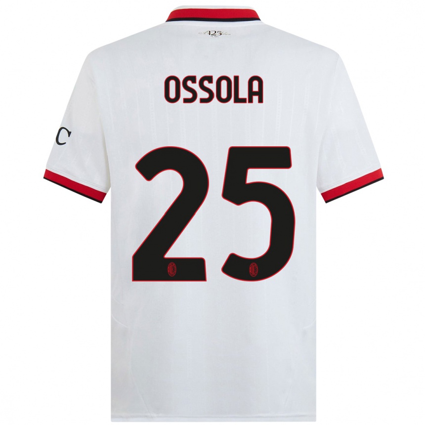 Kids Football Lorenzo Ossola #25 White Black Red Away Jersey 2024/25 T-Shirt Canada