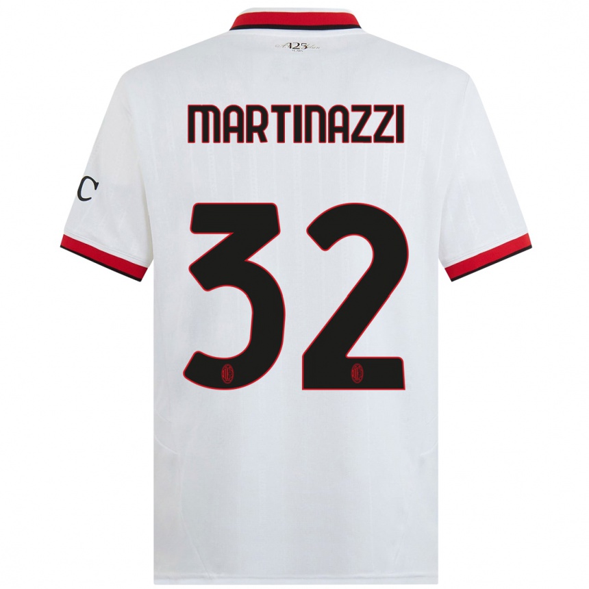 Kids Football Luca Martinazzi #32 White Black Red Away Jersey 2024/25 T-Shirt Canada