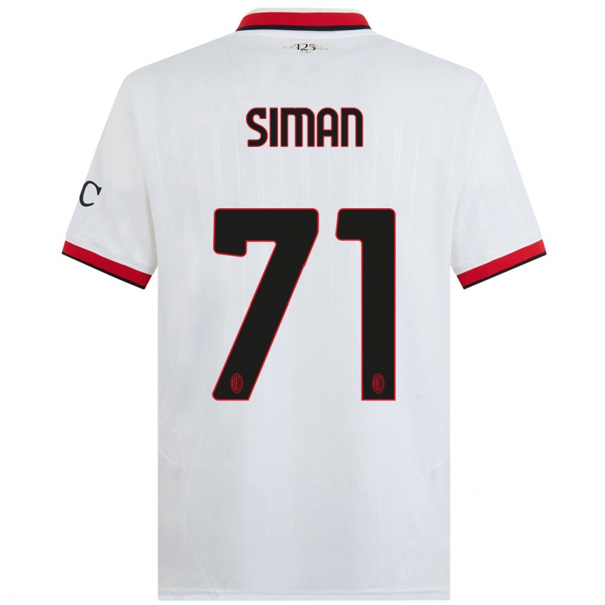 Kids Football Alexandru Șiman #71 White Black Red Away Jersey 2024/25 T-Shirt Canada