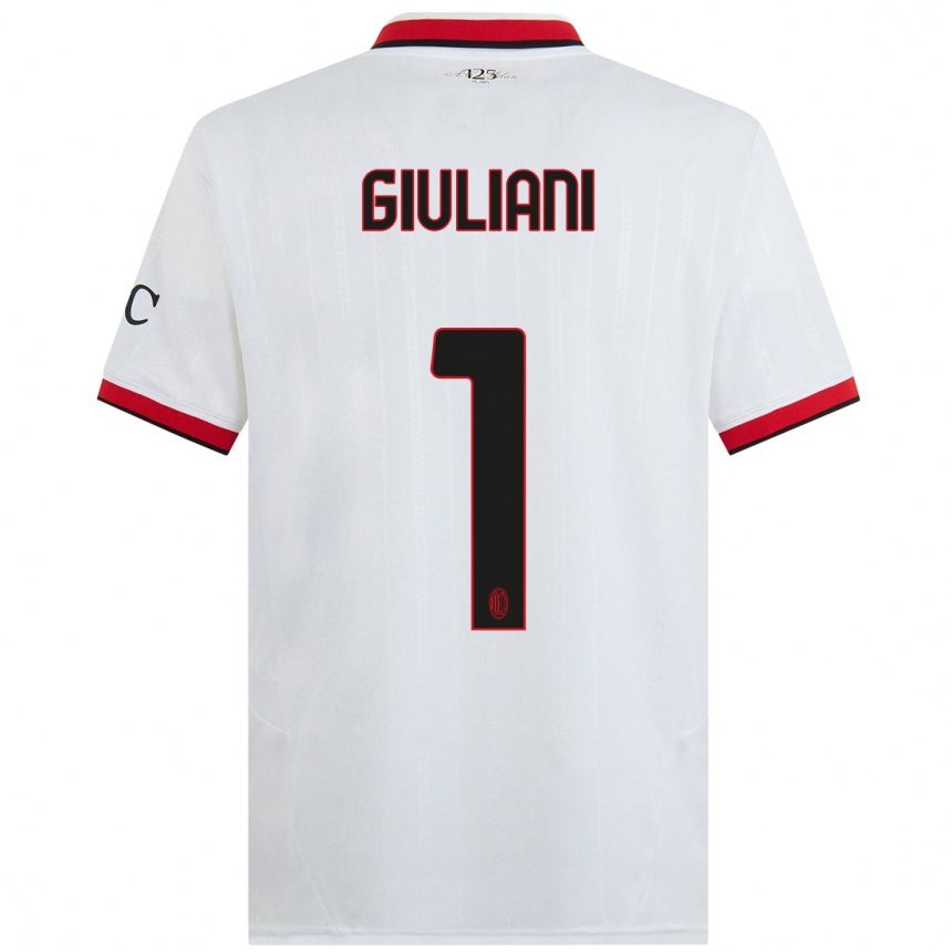 Enfant Football Maillot Laura Giuliani #1 Blanc Noir Rouge Tenues Extérieur 2024/25 Canada