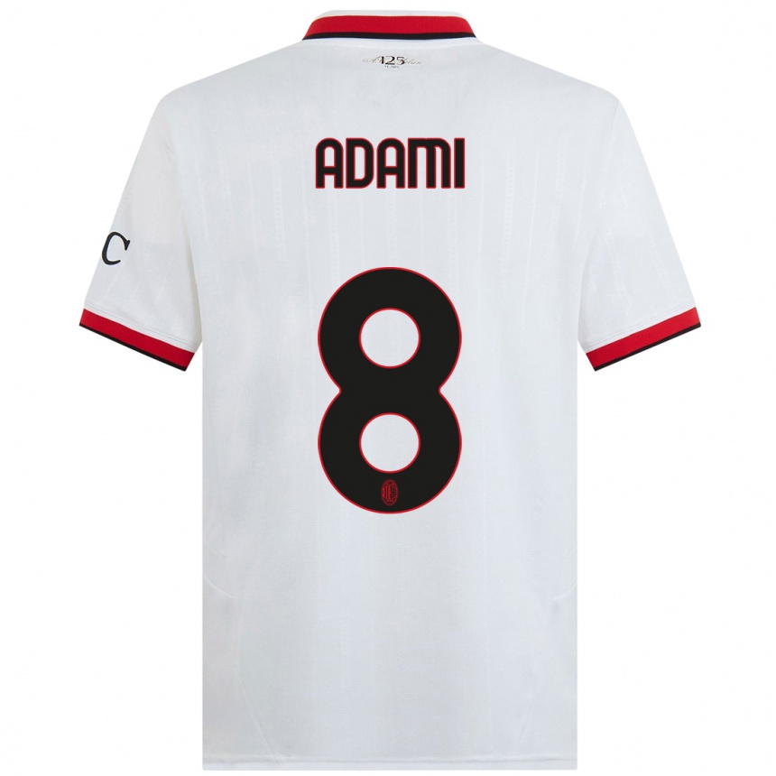 Kids Football Greta Adami #8 White Black Red Away Jersey 2024/25 T-Shirt Canada