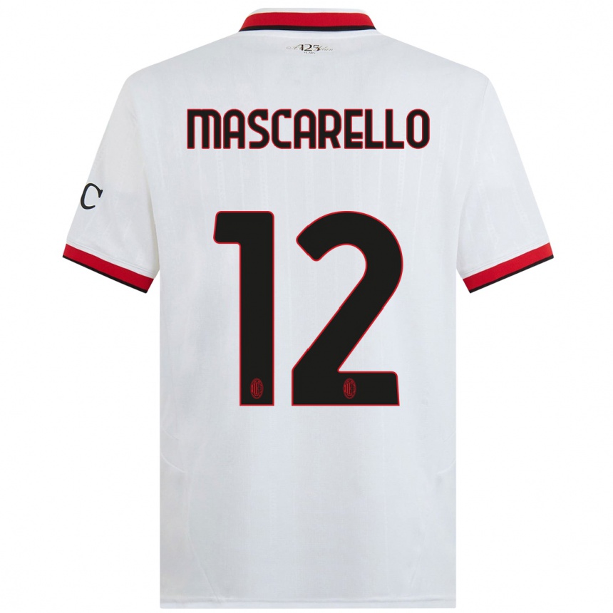 Kids Football Marta Mascarello #12 White Black Red Away Jersey 2024/25 T-Shirt Canada