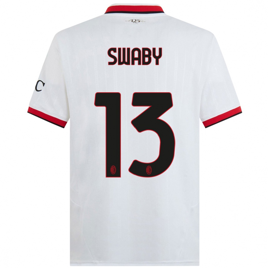 Kids Football Allyson Swaby #13 White Black Red Away Jersey 2024/25 T-Shirt Canada